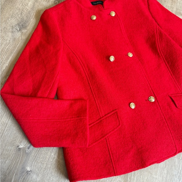 Talbots Red Double-Breasted Wool Blend Jacket – Size 14 - Picture 7 of 13